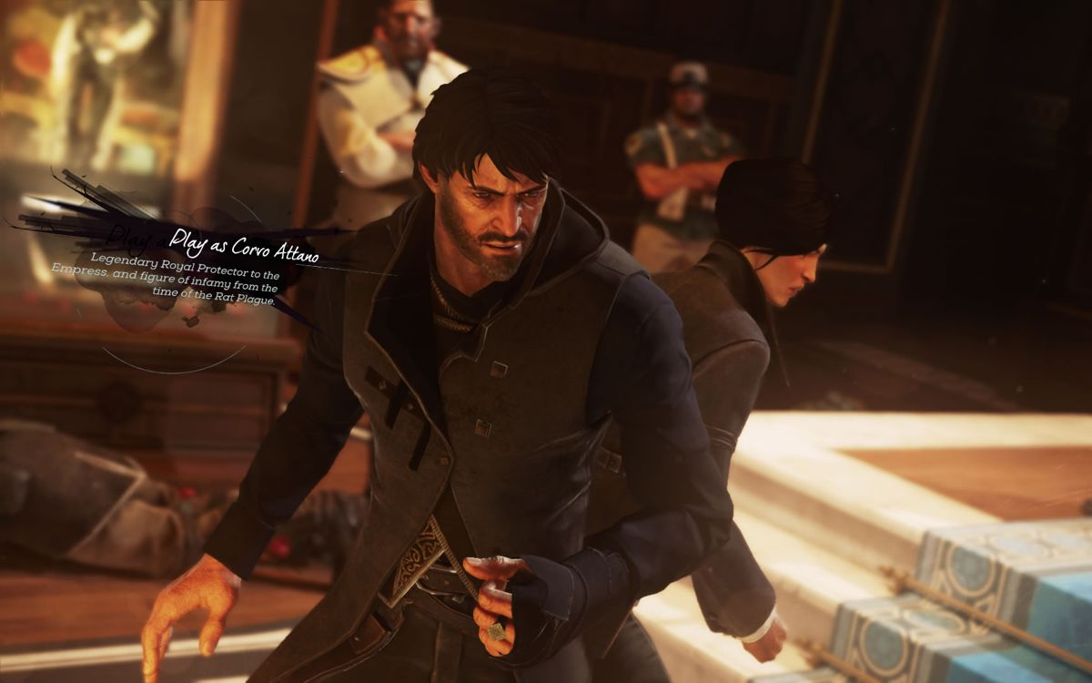 Dishonored 2 (Windows) screenshot: Almost immediately you have to choose the character for the rest of the game.