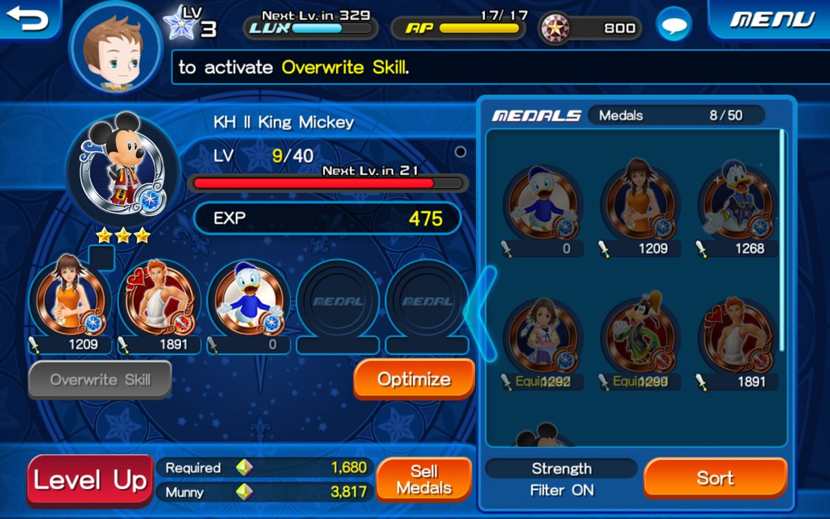Kingdom Hearts: Unchained χ (Android) screenshot: A fusion in progress
