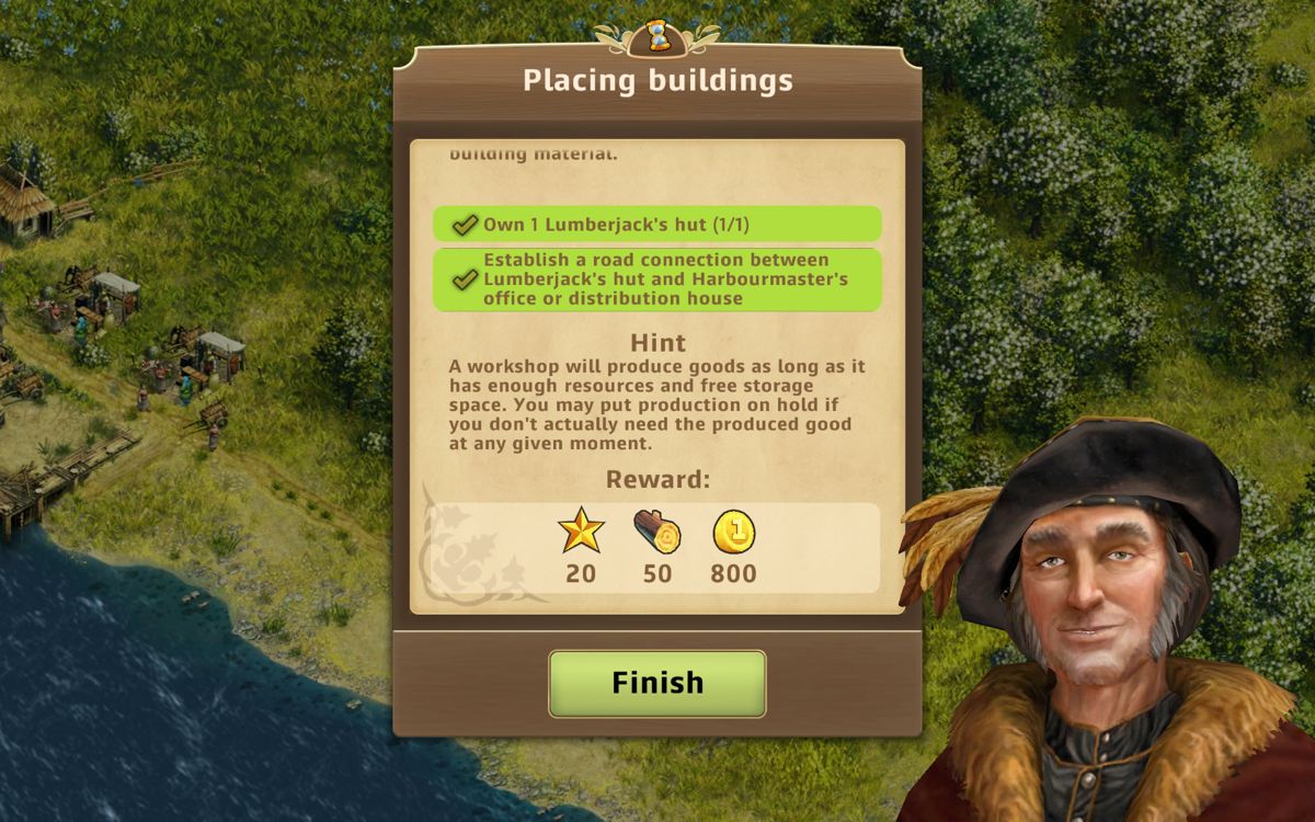 Anno: Build an Empire (Android) screenshot: Progress for the missions