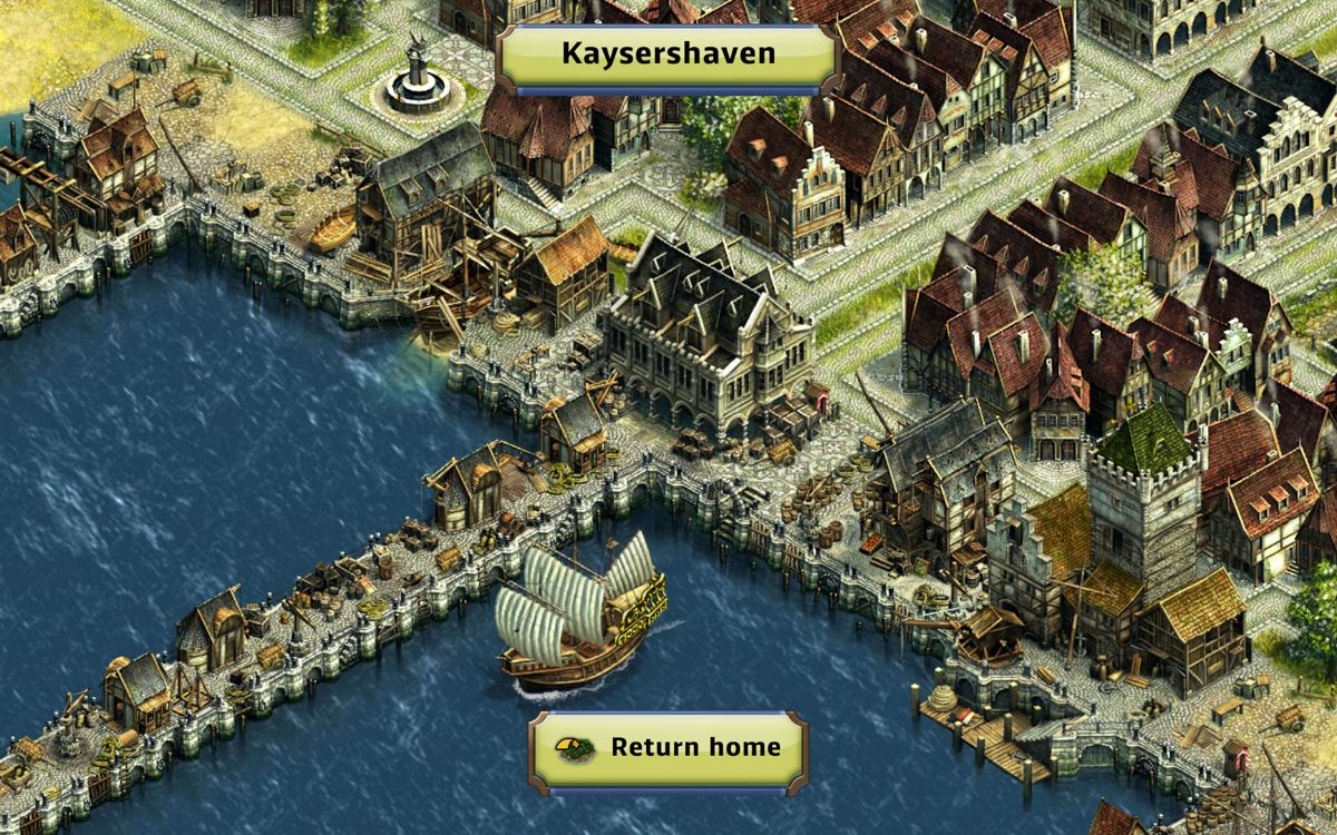 Anno: Build an Empire (Android) screenshot: Visiting an established city.