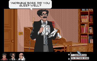 Dylan Dog: Through the Looking Glass (DOS) screenshot: Your humble manservant, Groucho Marx. (?!)