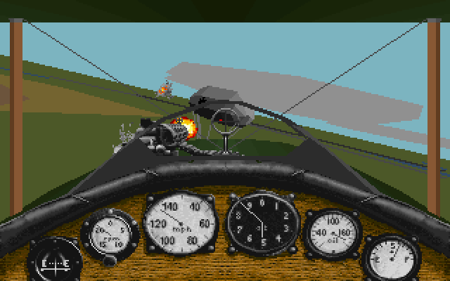 Red Baron: Mission Builder (DOS) screenshot: Nieuport 28 cockpit