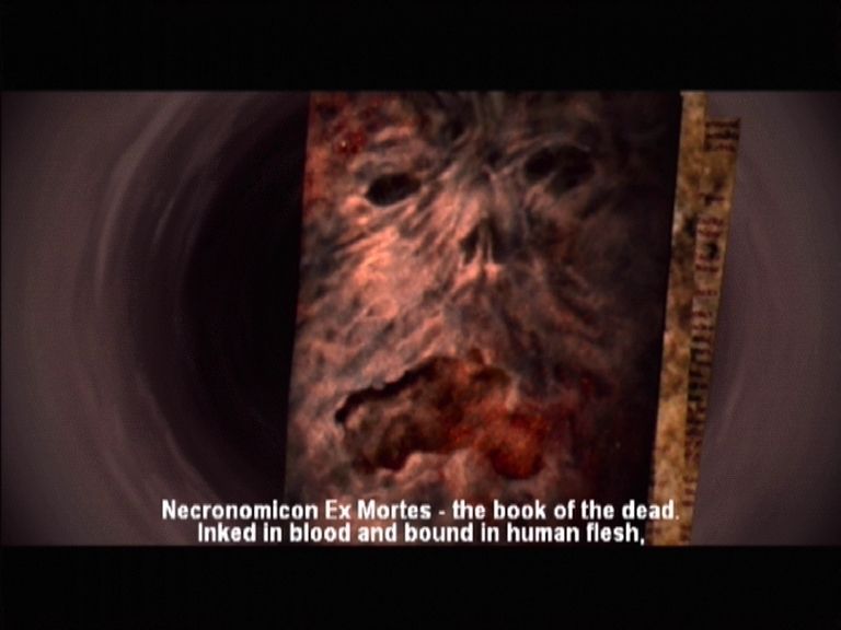 Evil Dead: Regeneration (Xbox) screenshot: This book is the cause of all your problems!