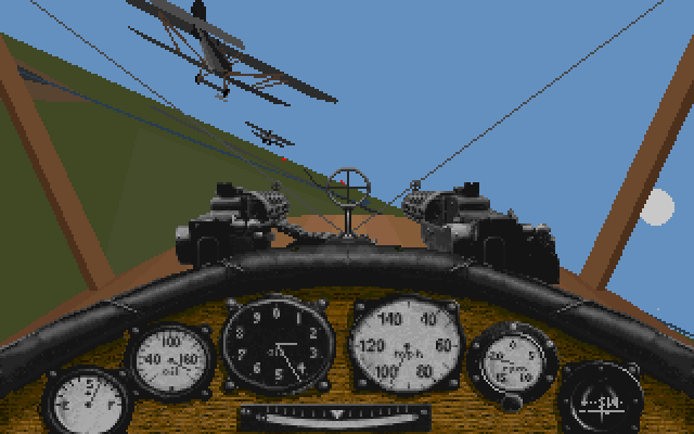Red Baron: Mission Builder (DOS) screenshot: Siemens-Schuckert D. III cockpit