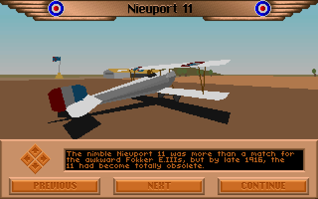 Red Baron: Mission Builder (DOS) screenshot: The new Nieuport 11