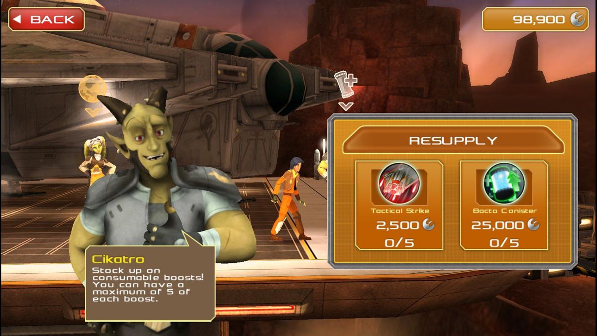 Star Wars Rebels: Recon Missions (Windows Apps) screenshot: Boosts