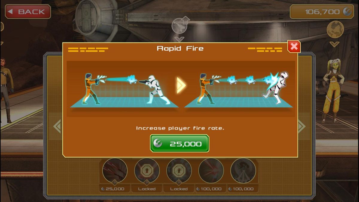Star Wars Rebels: Recon Missions (Windows Apps) screenshot: Acquiring an upgrade