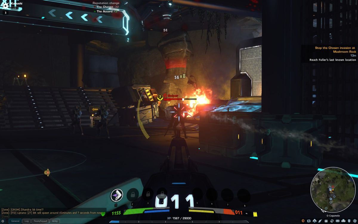 Firefall (Windows) screenshot: Battle against Chosen soldiers