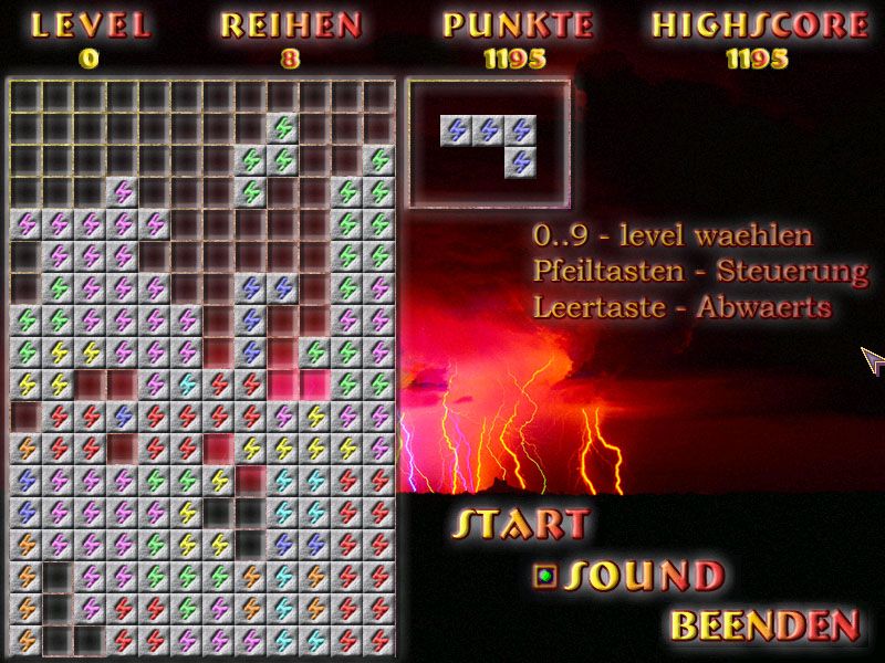 Tetris: 21 Spiele (Windows) screenshot: Lighting Tetris