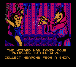 Skull & Crossbones (NES) screenshot: The wizard has taken the princess.