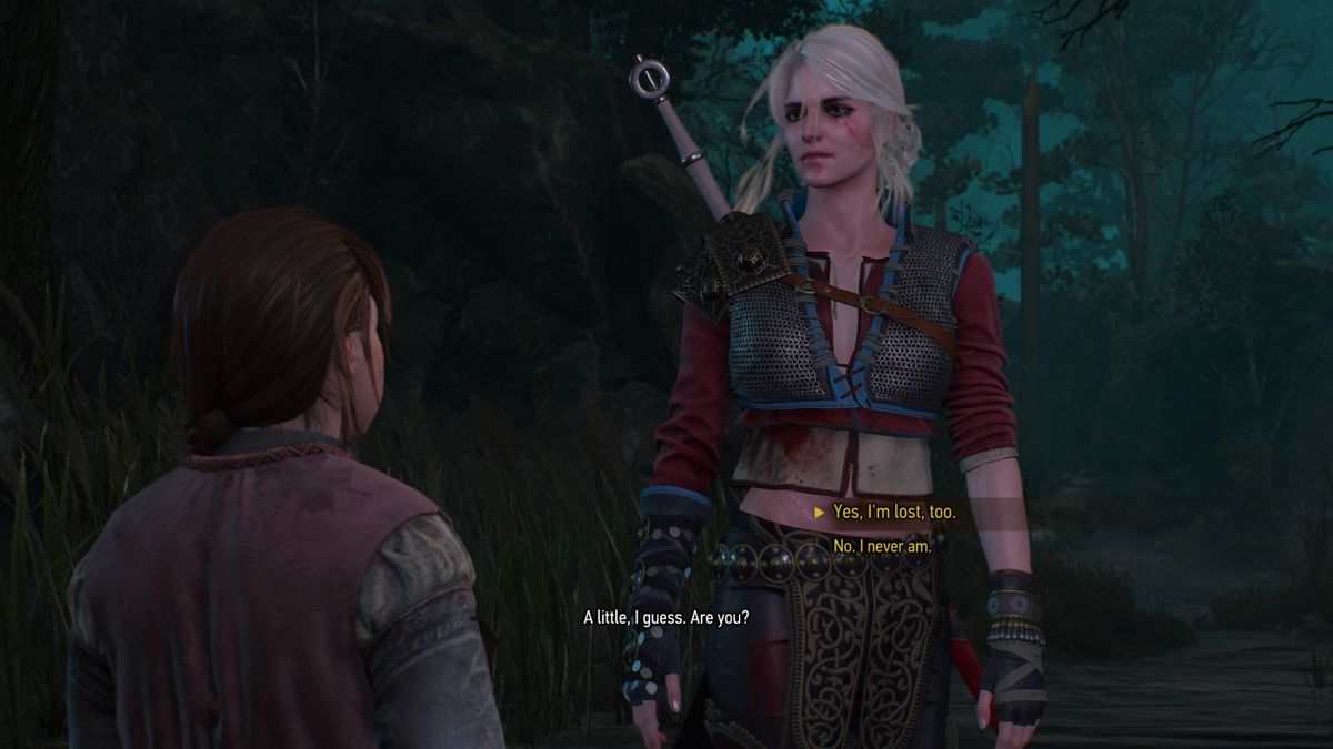 The Witcher 3: Wild Hunt - Alternative Look for Ciri (PlayStation 4) screenshot: Running into a lost girl