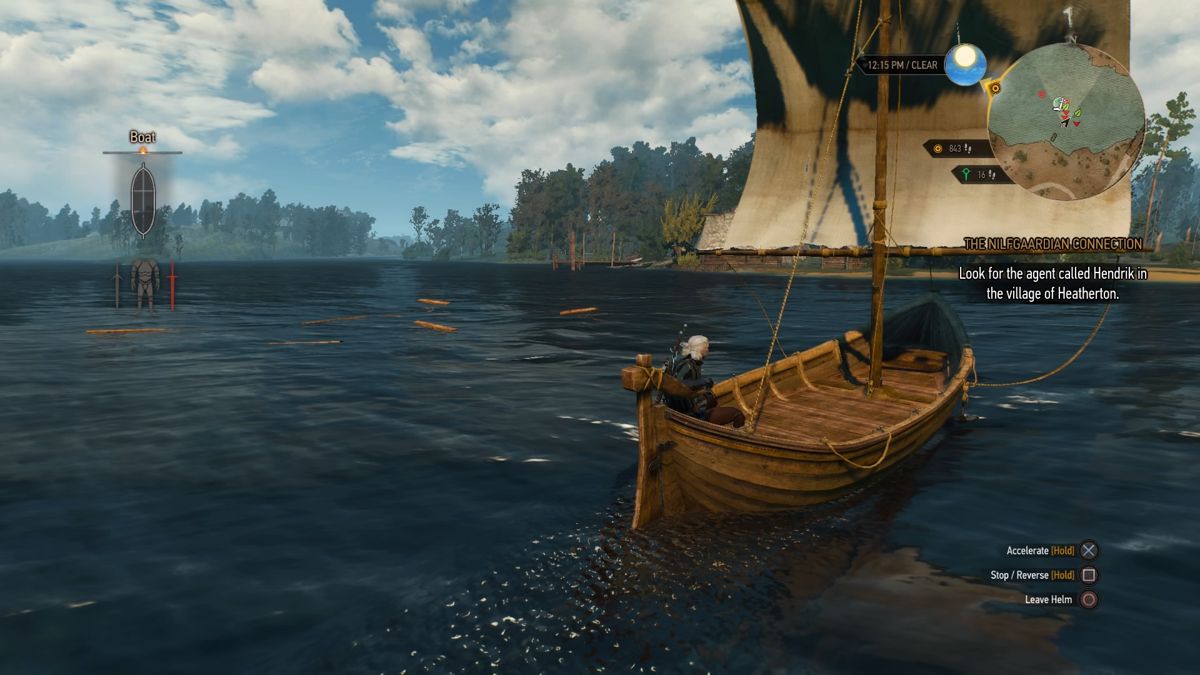 The Witcher 3: Wild Hunt (PlayStation 4) screenshot: Boats can be used to reach islands as an alternative to long swims