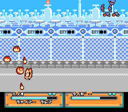Joy Mecha Fight (NES) screenshot: The second fight, using the first captured robot.