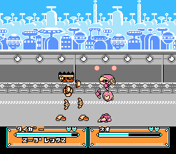 Joy Mecha Fight (NES) screenshot: The third fight, using the second captured robot.