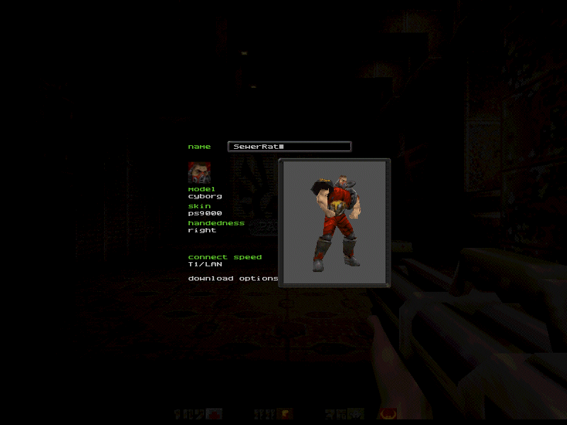 Quake II (Windows) screenshot: Configure my Character