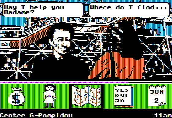 Ticket to Paris (Apple II) screenshot: Checking out More Sights