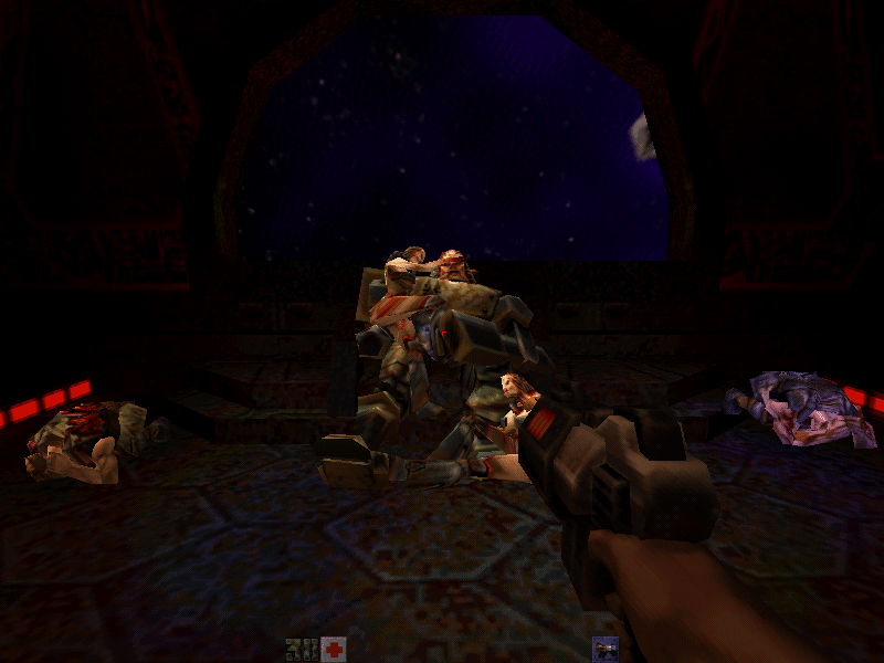 Quake II (Windows) screenshot: A Superfly-StroggTank