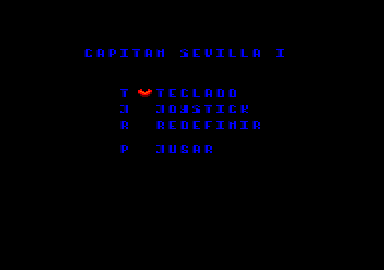 Capitán Sevilla (Amstrad CPC) screenshot: Menu