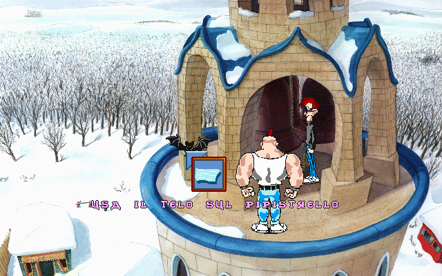 The Big Red Adventure (DOS) screenshot: Using an item.
