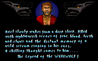 Wolfsbane (DOS) screenshot: The introduction; and you thought you were having hair problems with old age...