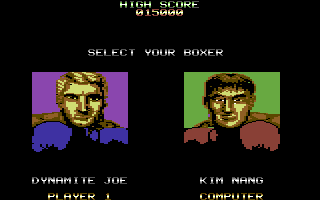Final Blow (Commodore 64) screenshot: Select your boxer