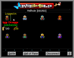 Dynamite (Amiga) screenshot: Logged onto Hellhole server