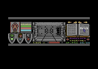 Bloodwych (Commodore 64) screenshot: Casting a spell