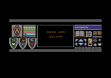 Bloodwych (Commodore 64) screenshot: Taking a nap