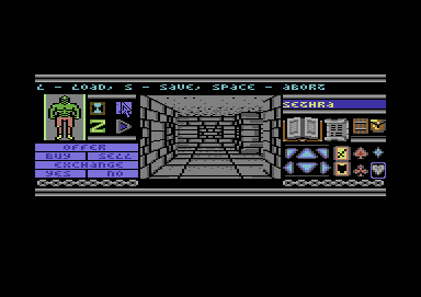 Bloodwych (Commodore 64) screenshot: In-game options