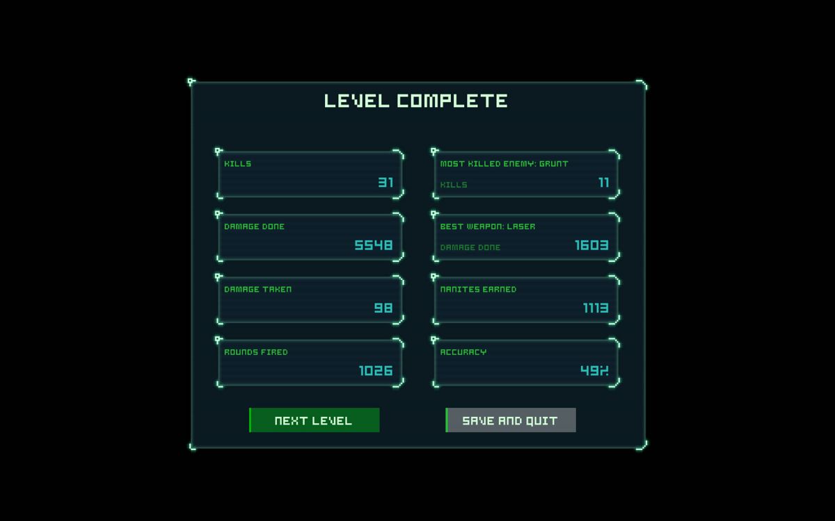 Sublevel Zero (Windows) screenshot: Level results