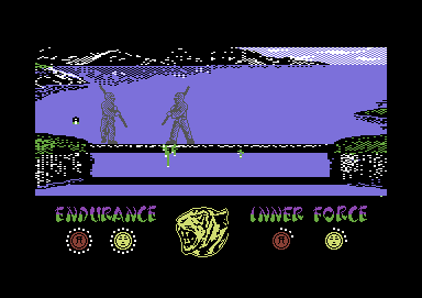 The Way of the Tiger (Commodore 64) screenshot: Pole Fighting