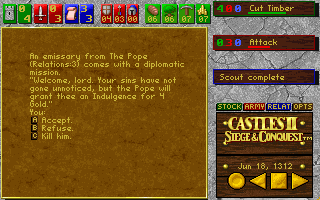 Castles II: Siege & Conquest (DOS) screenshot: CD Tutorial: The Pope emissary