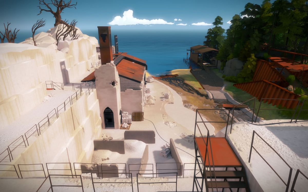 The Witness (Windows) screenshot: A location with a warehouse