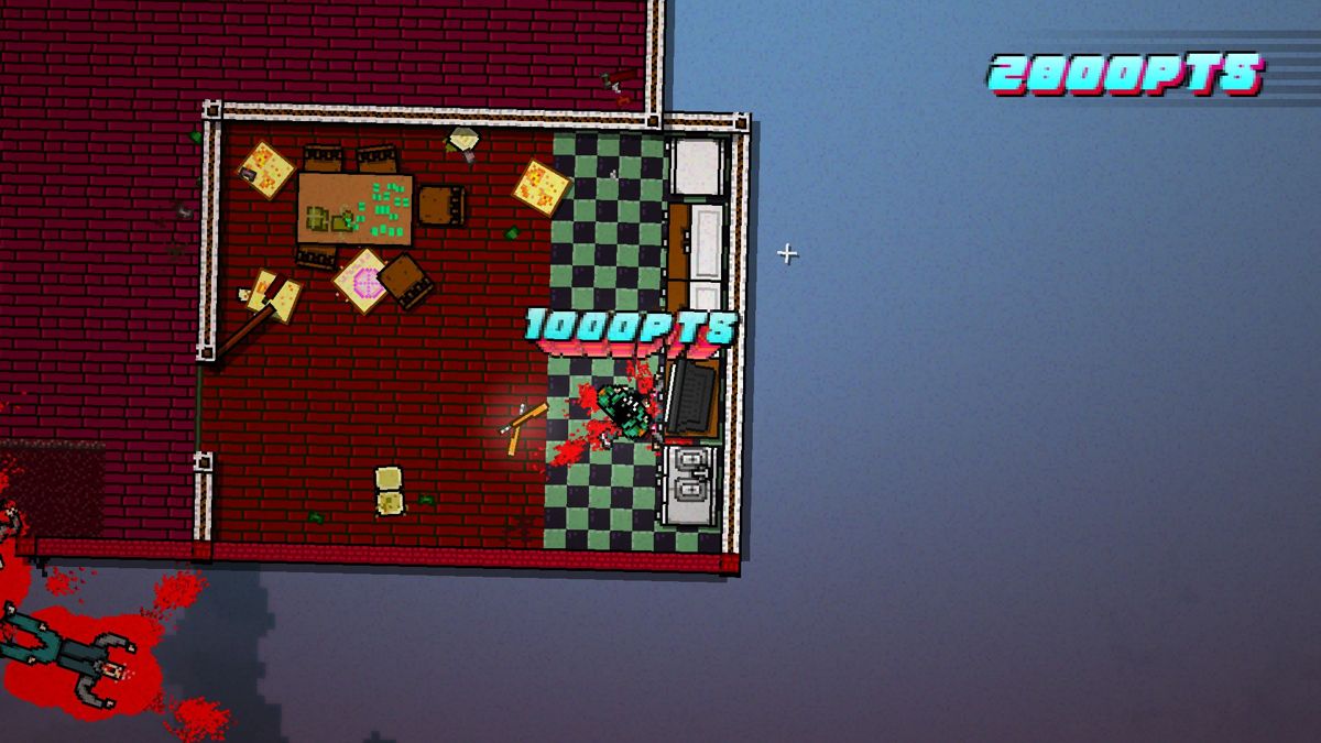 Hotline Miami 2: Wrong Number (Windows) screenshot: I got 1000 points for crushing his head
