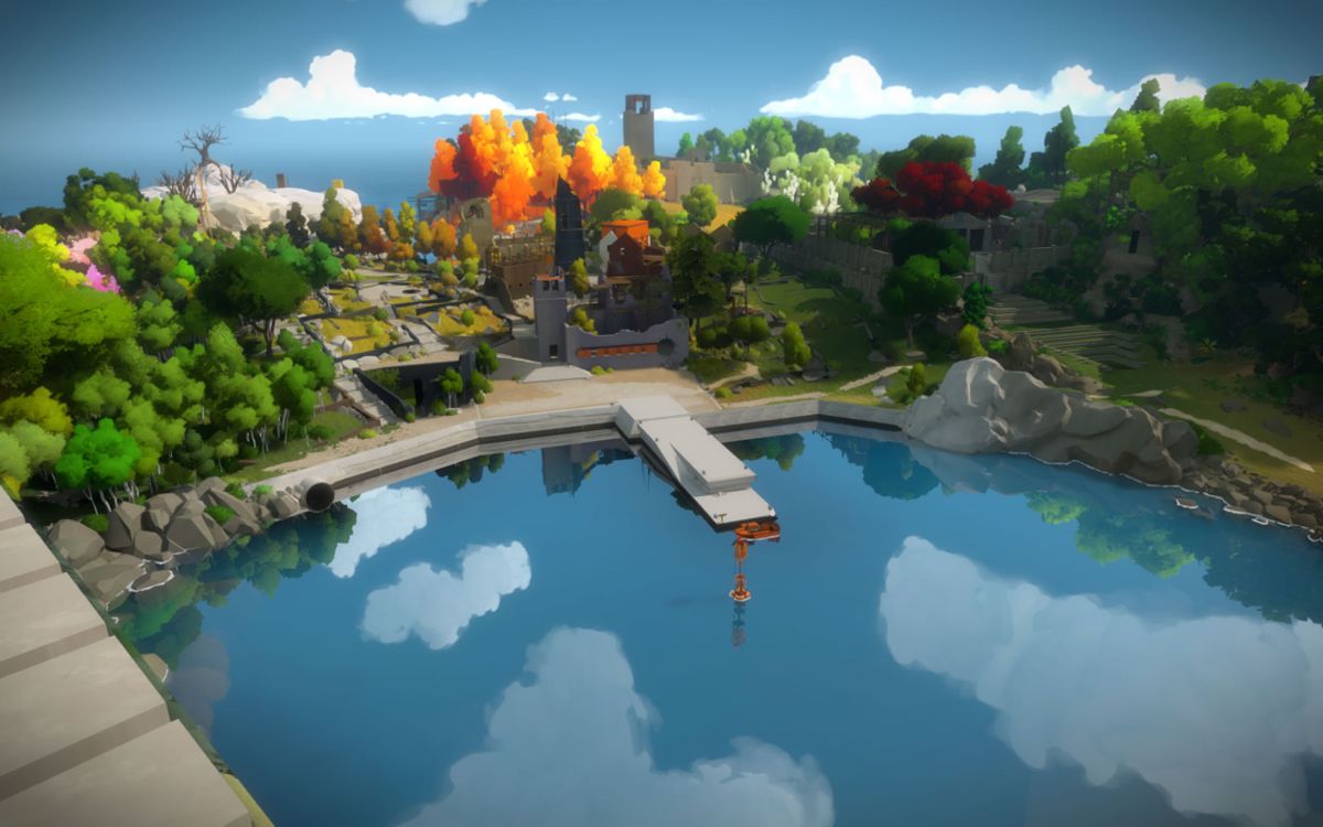 The Witness (Windows) screenshot: Watching over the island from another point.