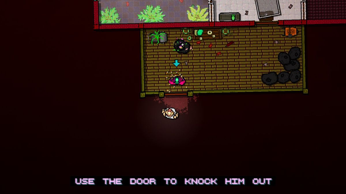 Hotline Miami 2: Wrong Number (Windows) screenshot: The game starts with a tutorial
