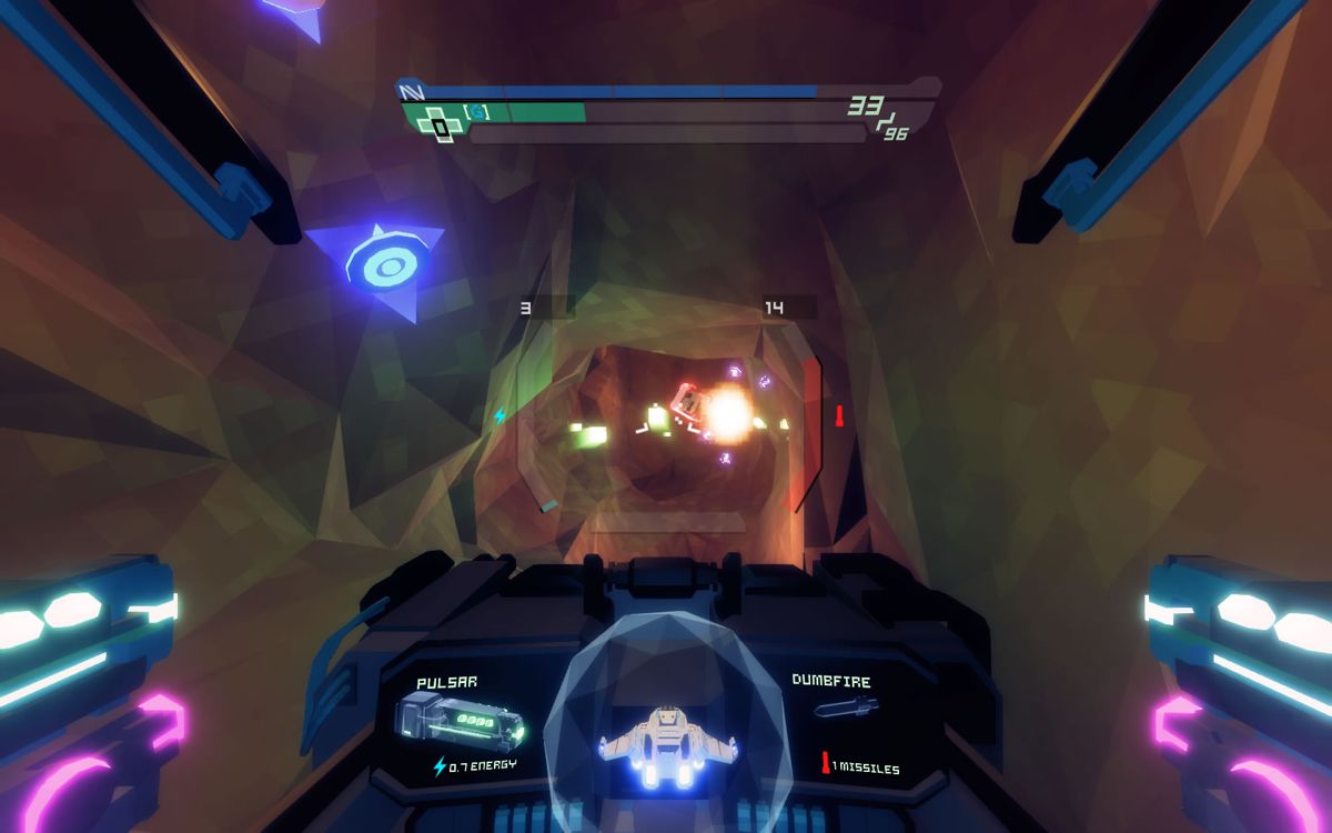 Sublevel Zero (Windows) screenshot: Enemies leave behind lots of small parts such as nanites and ammo. Pick them up quickly as they will disappear over time.
