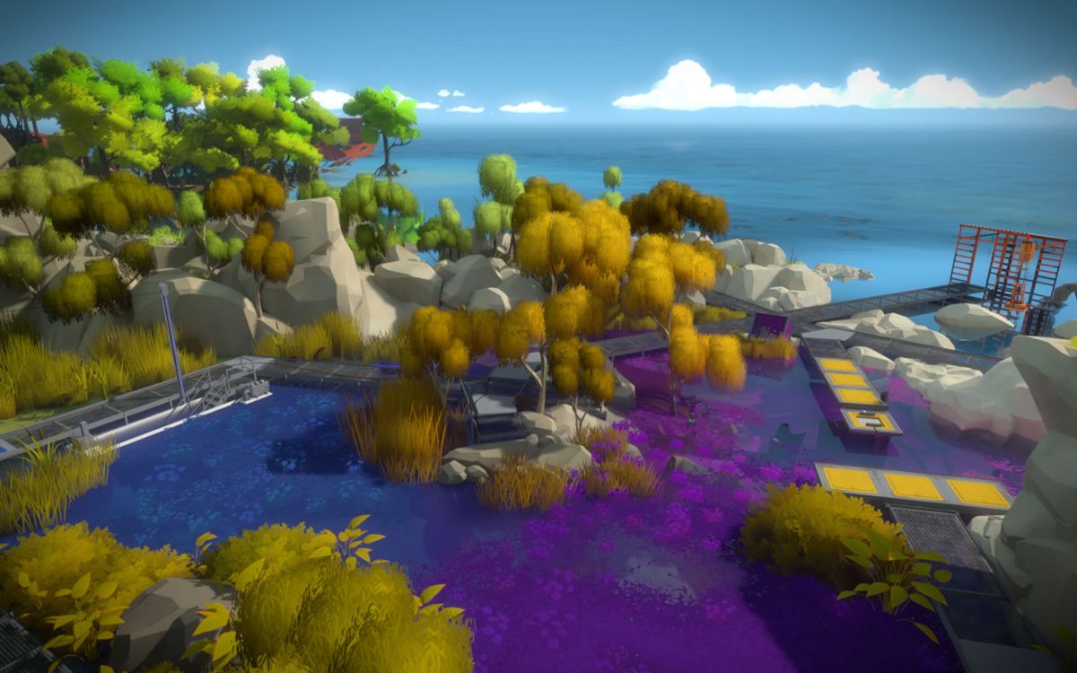 The Witness (Windows) screenshot: The game often teases the locations you can only reach after solving the initial puzzle for that part.
