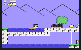 Terry's Big Adventure (Commodore 64) screenshot: On a moving platform