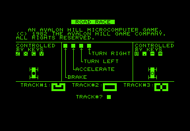Roadracer Bowler (Commodore PET/CBM) screenshot: Title screen