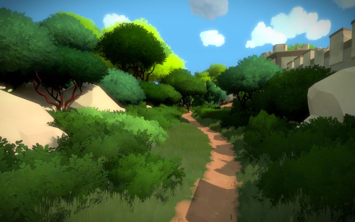The Witness (Windows) screenshot: This path leads to the rest of the island.