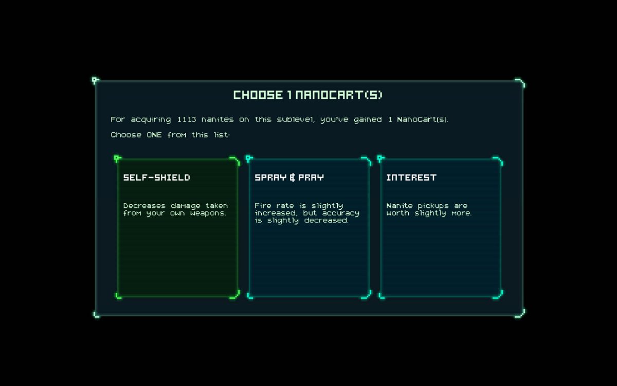 Sublevel Zero (Windows) screenshot: Choose a perk.