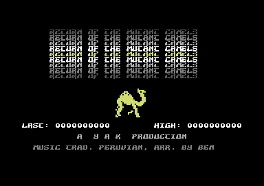 Return of the Mutant Camels (Commodore 64) screenshot: Title screen