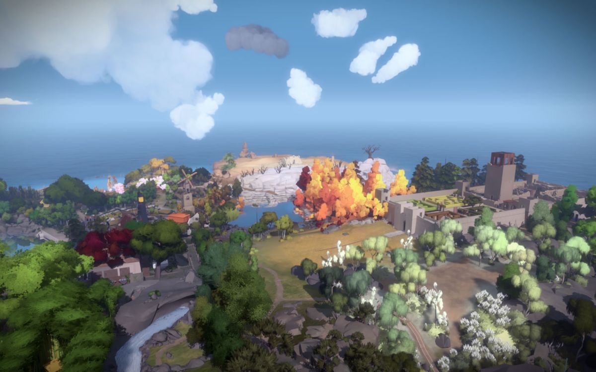 The Witness (Windows) screenshot: Watching over the island.