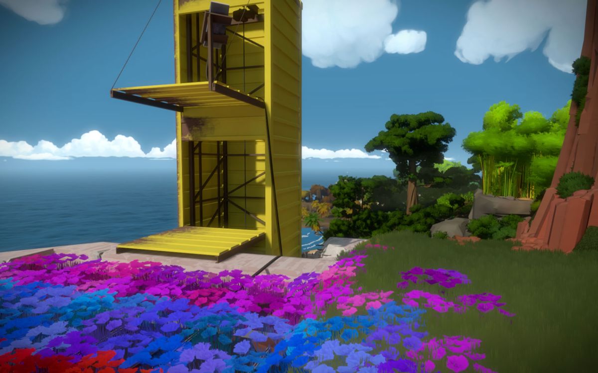 The Witness (Windows) screenshot: A container-like structure leading down.