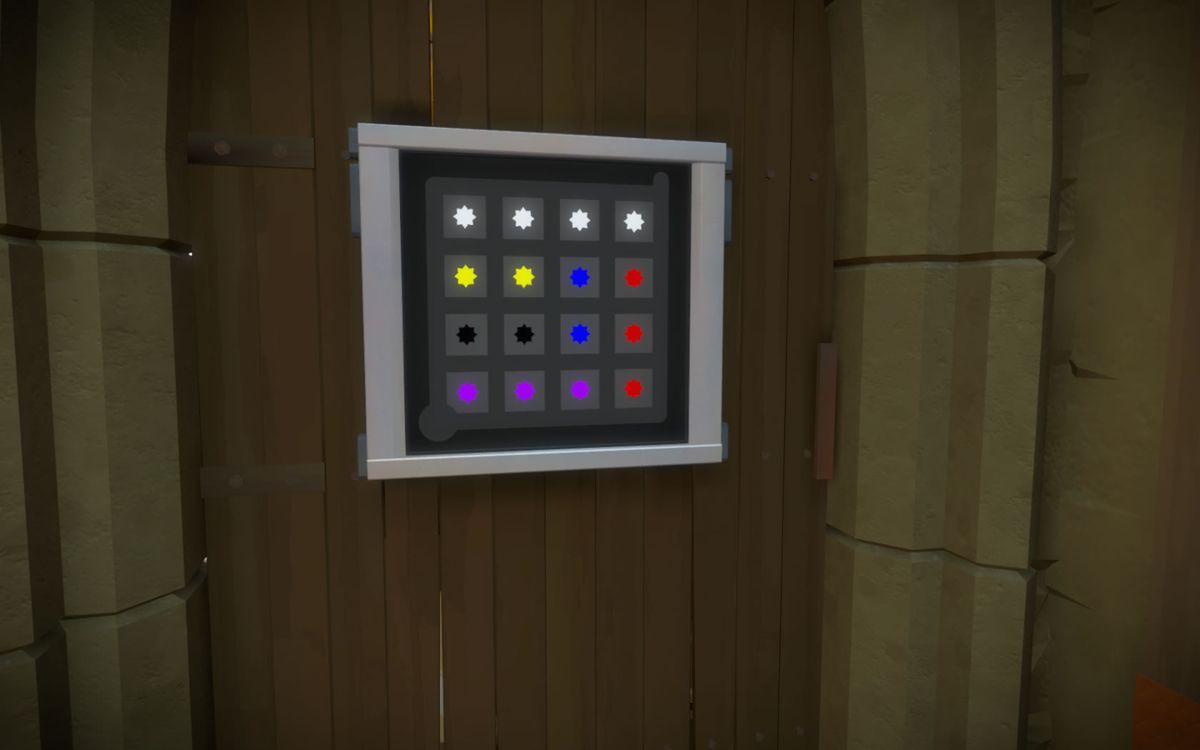 The Witness (Windows) screenshot: Another type of puzzle based on colours.