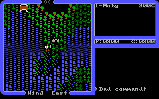 Ultima IV: Quest of the Avatar (Windows) screenshot: I am a mage. I begin the game outside of the city of Moonglow.