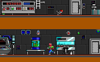 Bio Menace (DOS) screenshot: "The Lab Entrance" is where all the mutants are hiding.