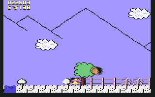 Terry's Big Adventure (Commodore 64) screenshot: Avoid the boulders