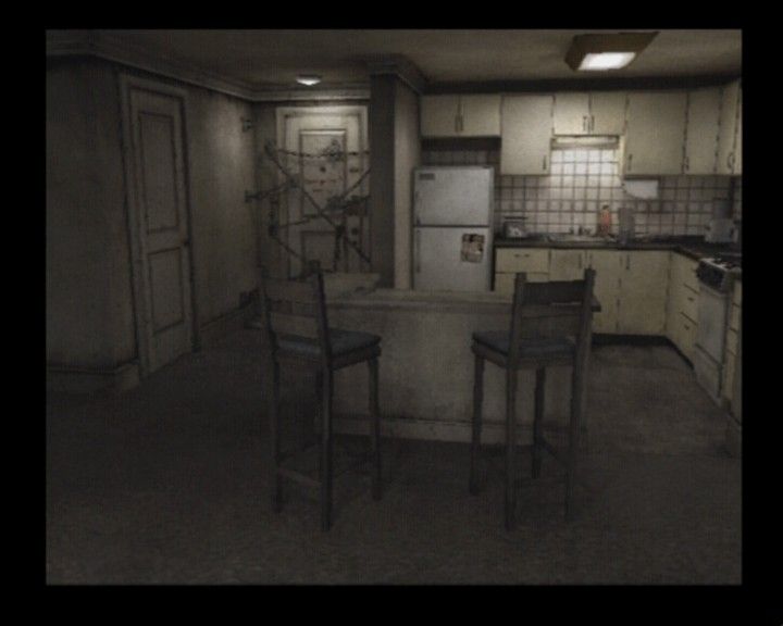 Silent Hill 4: The Room (PlayStation 2) screenshot: Henry's not afraid of someone getting in, but is starting to realise not being able to get out
